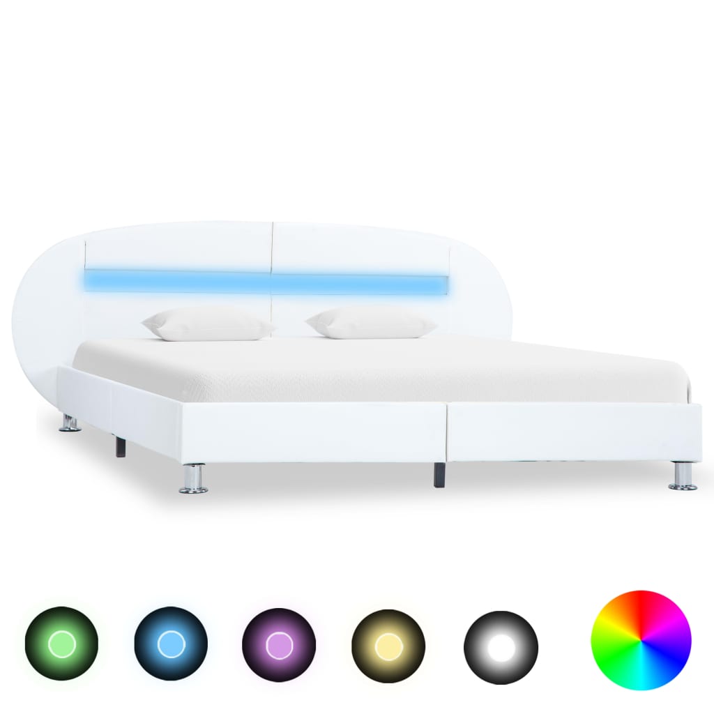 Bedframe met LED kunstleer 90x200 cm