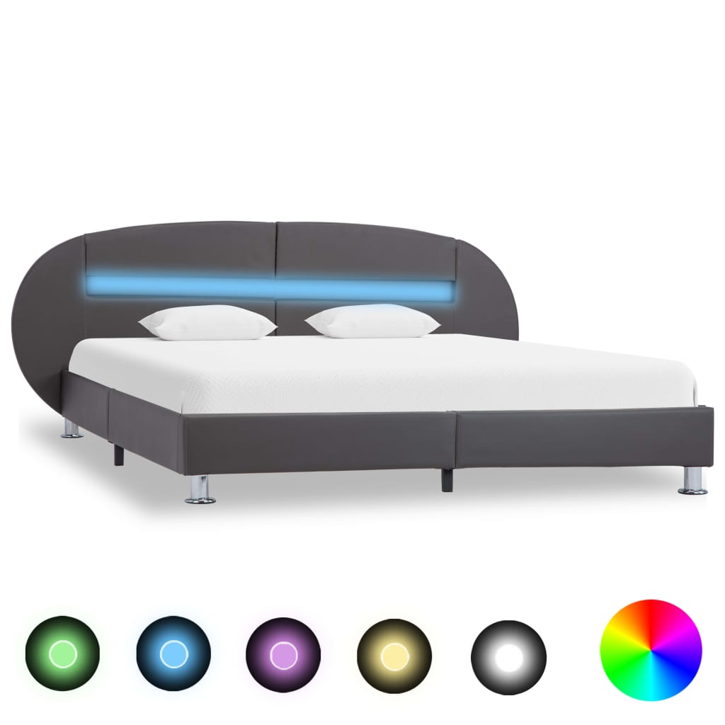 Bedframe met LED kunstleer 90x200 cm