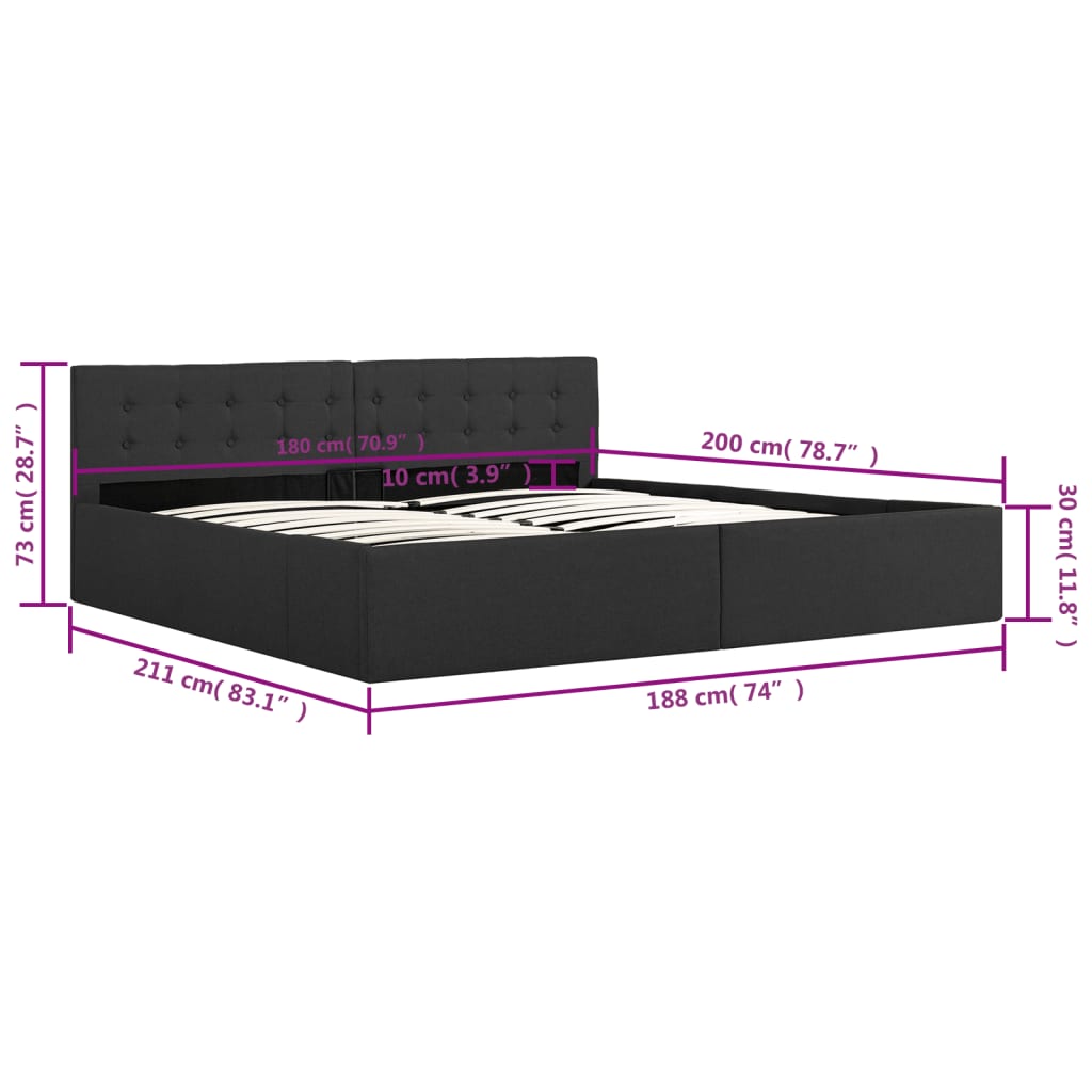 Bedframe met hydraulische opslag stof 120x200 cm