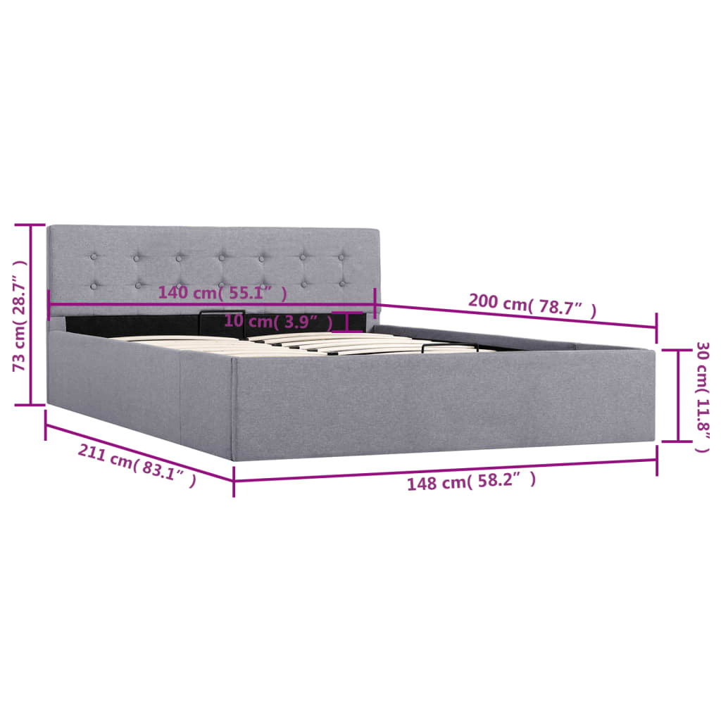 Bedframe met hydraulische opslag stof 120x200 cm