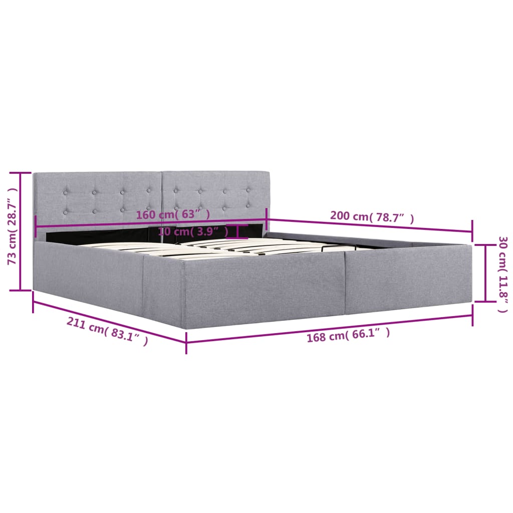 Bedframe met hydraulische opslag stof 120x200 cm