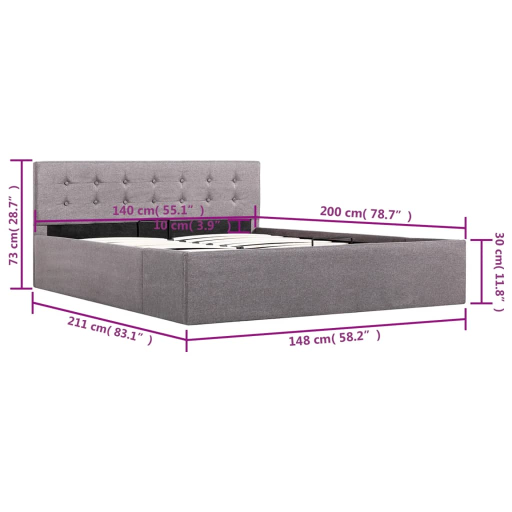 Bedframe met hydraulische opslag stof 120x200 cm