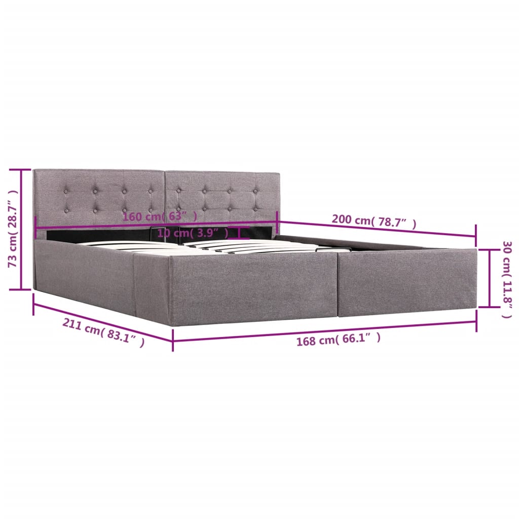 Bedframe met hydraulische opslag stof 120x200 cm