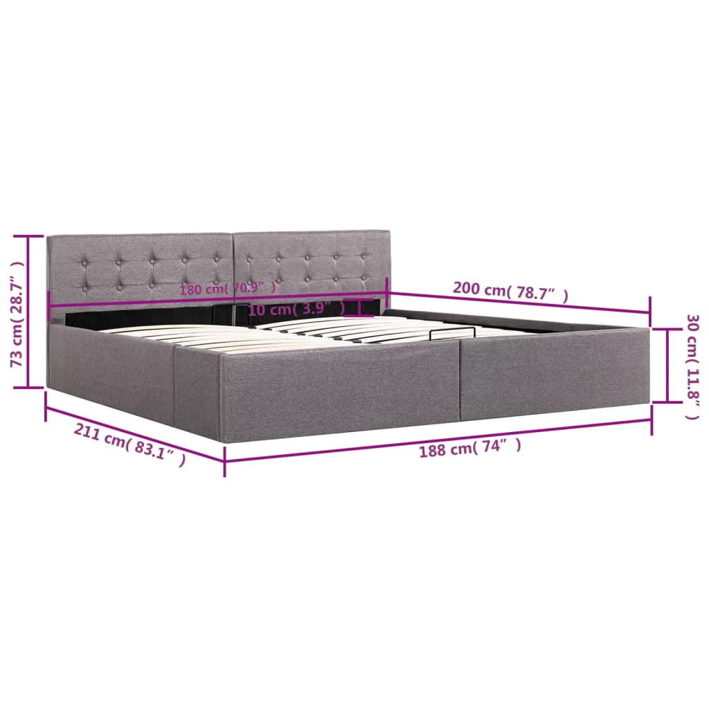 Bedframe met hydraulische opslag stof 120x200 cm