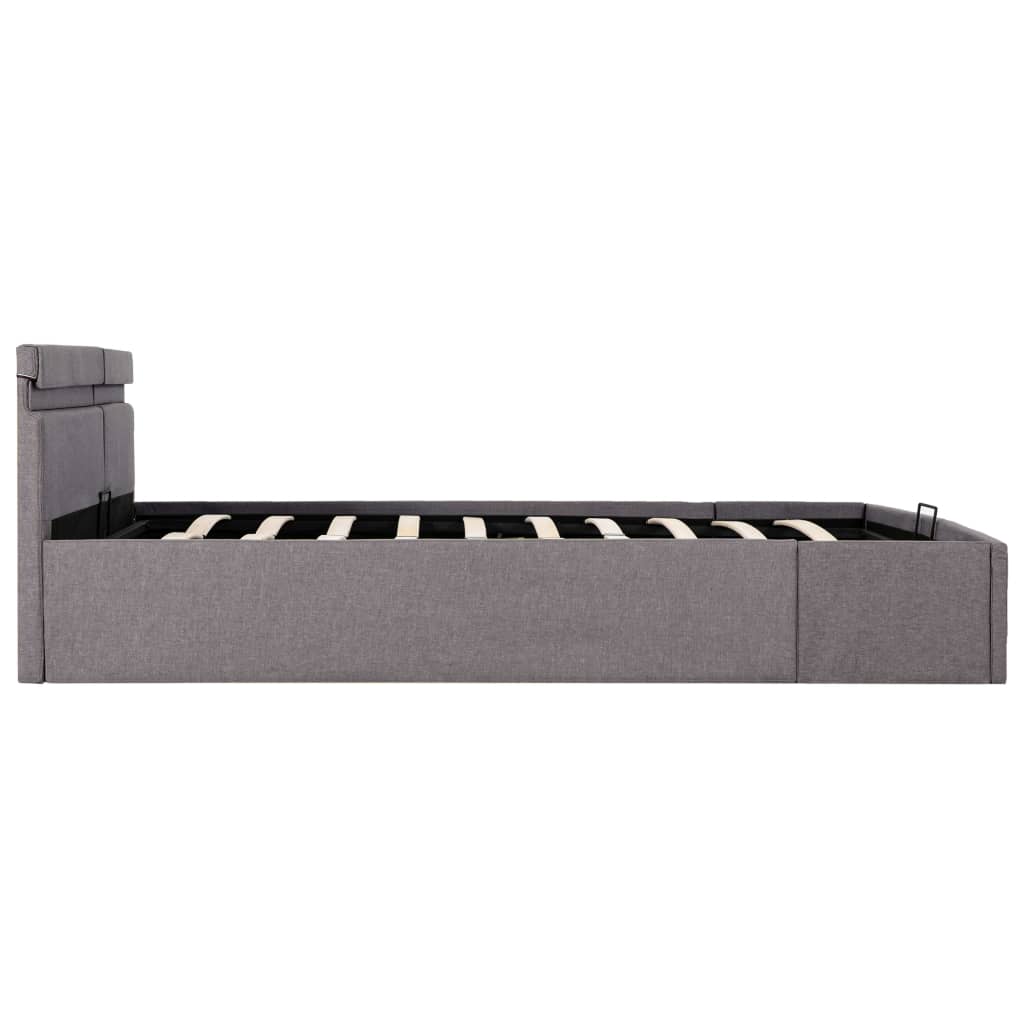 Bedframe met hydraulische opslag en LED stof taupe 180x200 cm