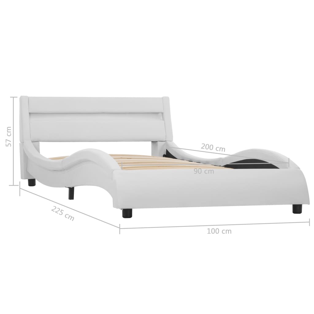 Bedframe met LED kunstleer wit 90x200 cm