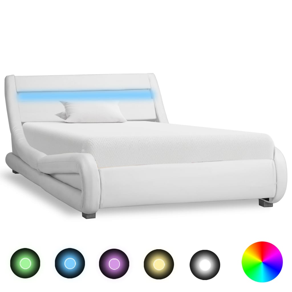 Bedframe met LED kunstleer 100x200 cm