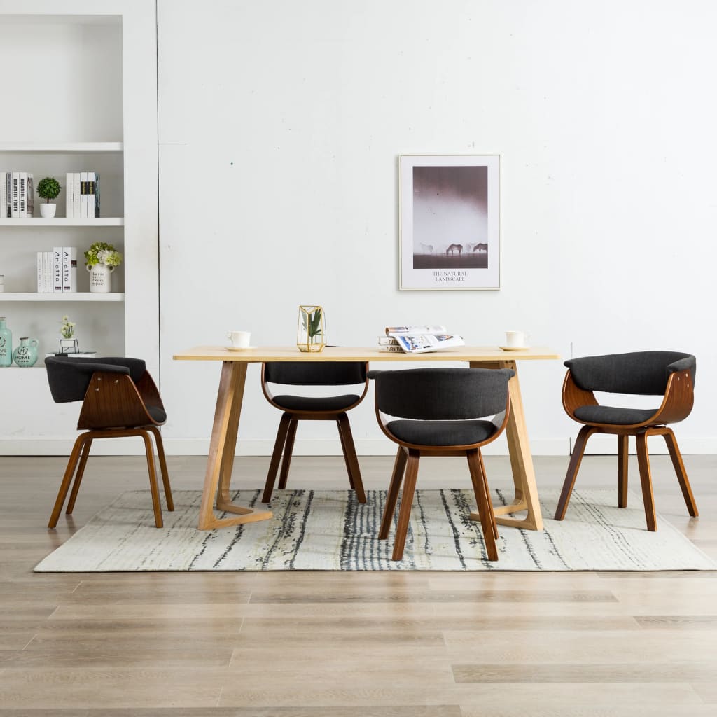 Eetkamerstoelen 4 st gebogen hout en kunstleer zwart