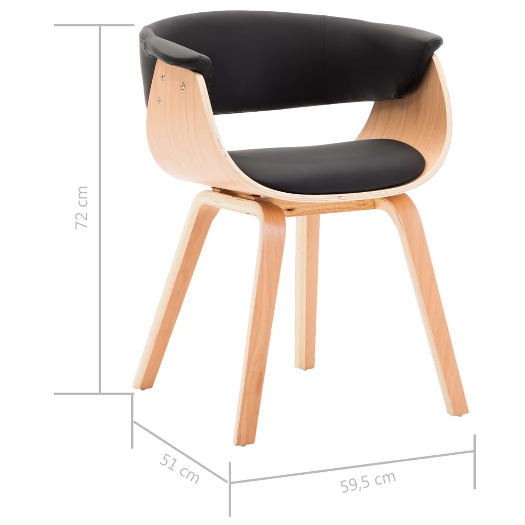 Eetkamerstoelen 4 st gebogen hout en kunstleer zwart