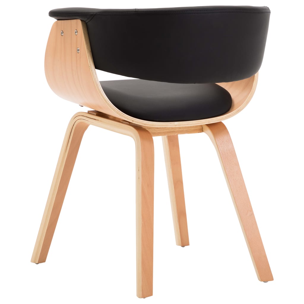 Eetkamerstoelen 4 st gebogen hout en kunstleer zwart