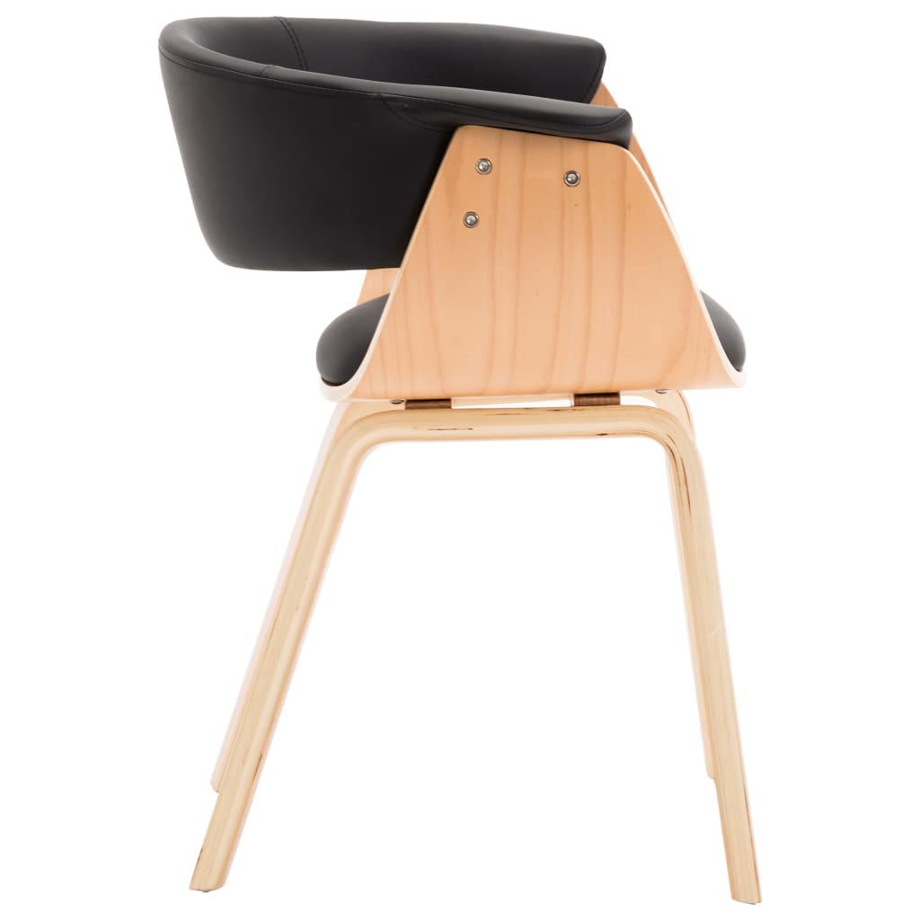 Eetkamerstoelen 4 st gebogen hout en kunstleer zwart