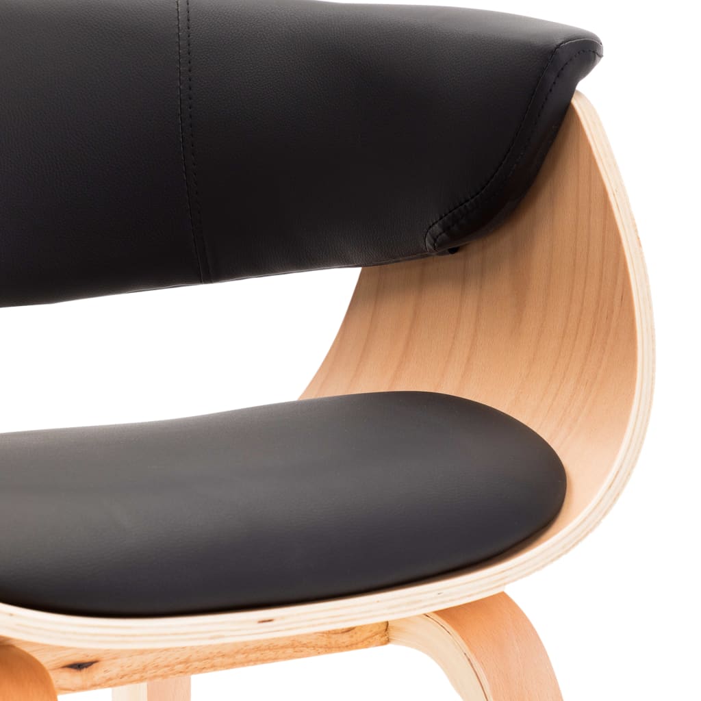 Eetkamerstoelen 4 st gebogen hout en kunstleer zwart