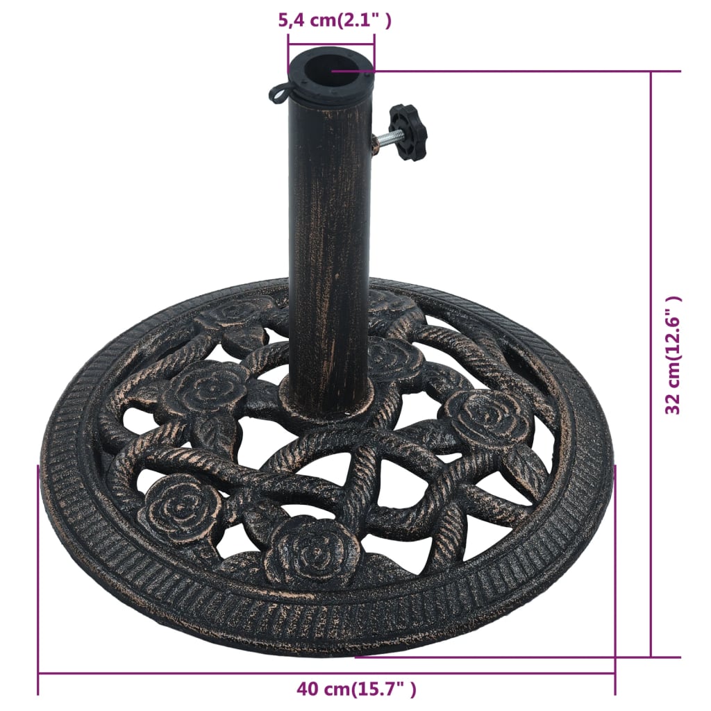 Parasolvoet 12 kg 48 cm gietijzer bronskleurig