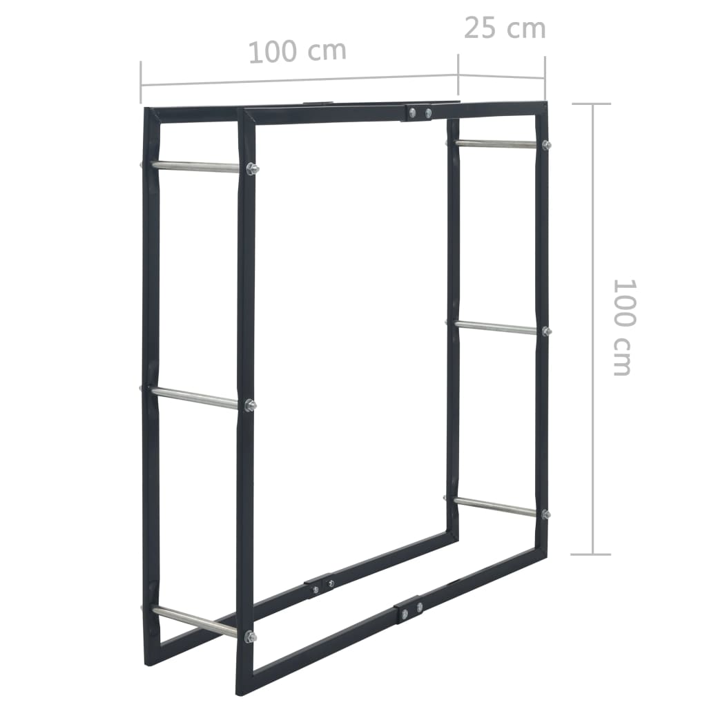 Haardhoutrek met basis 37x37x113 cm staal zwart