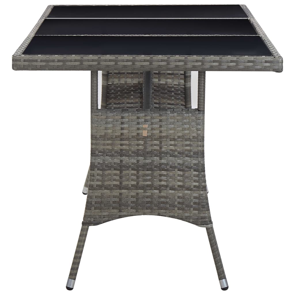 Tuintafel 140x80x74 cm poly rattan grijs