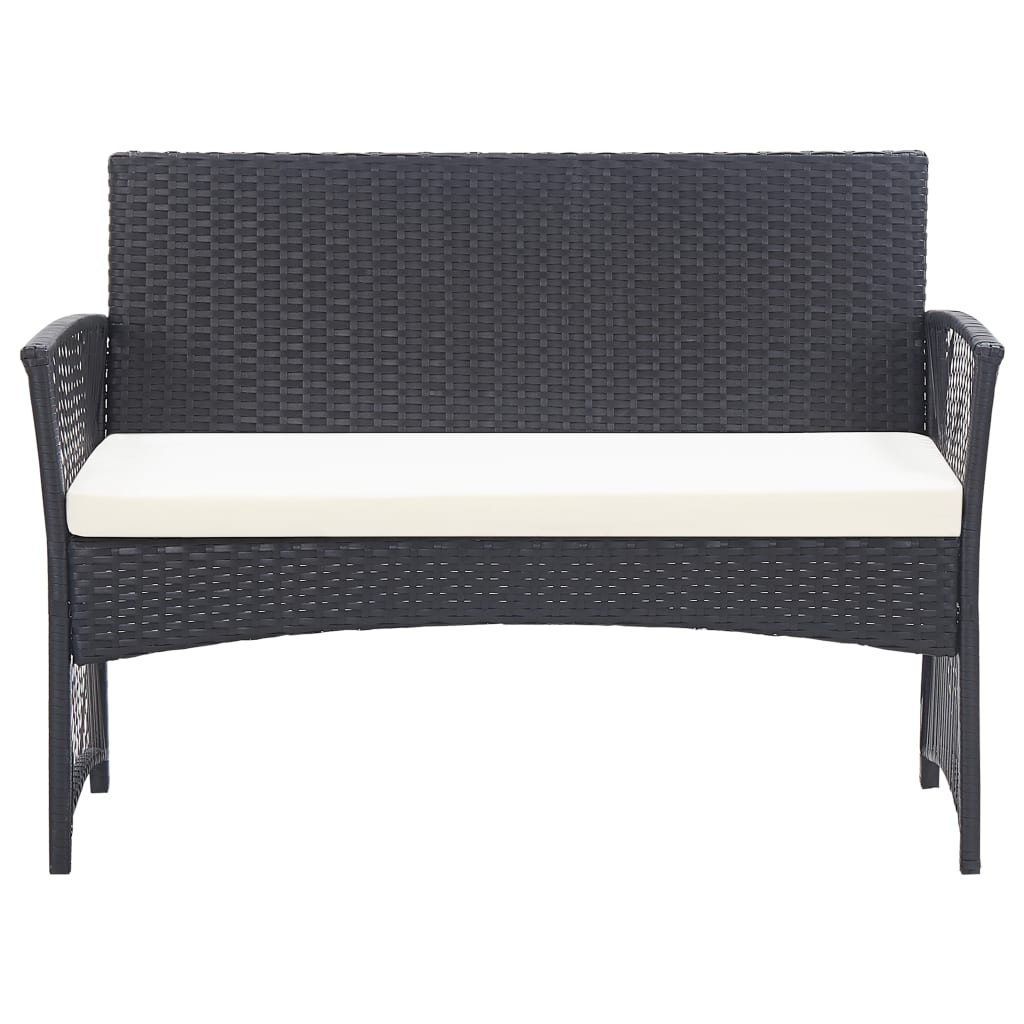 4-delige Loungeset met kussen poly rattan