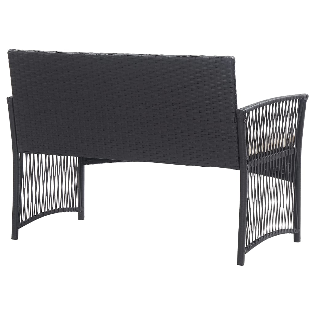 4-delige Loungeset met kussen poly rattan