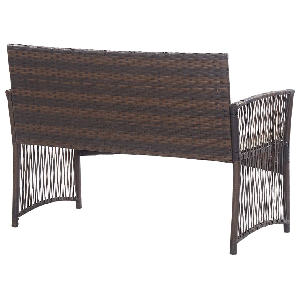 4-delige Loungeset met kussen poly rattan