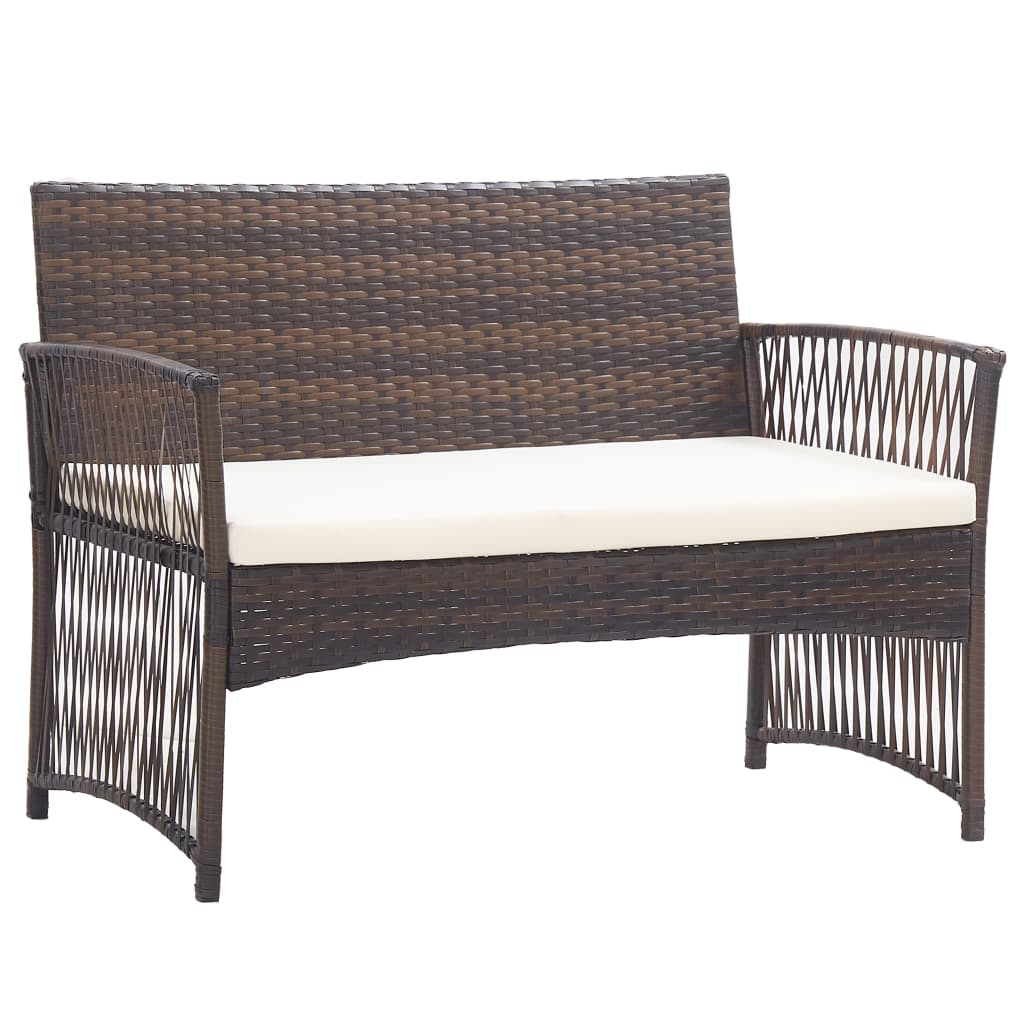 4-delige Loungeset met kussen poly rattan