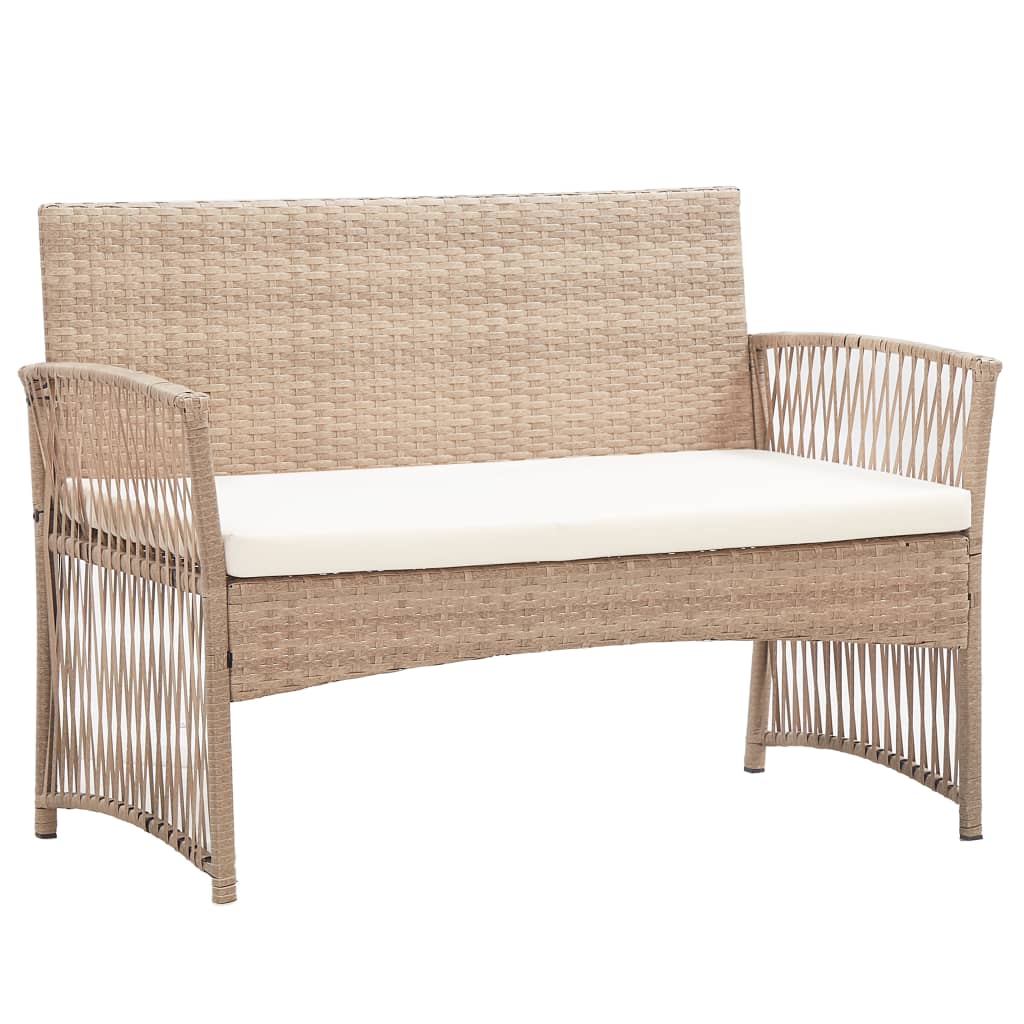 4-delige Loungeset met kussen poly rattan