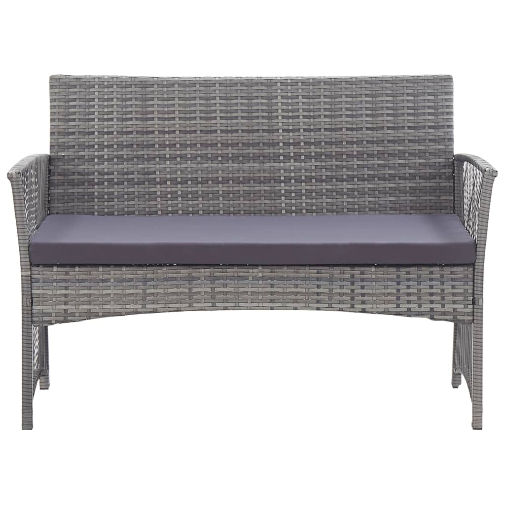 4-delige Loungeset met kussen poly rattan