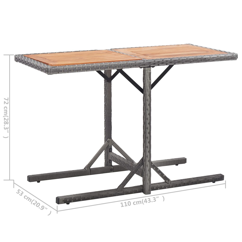 Tuintafel massief acaciahout poly rattan