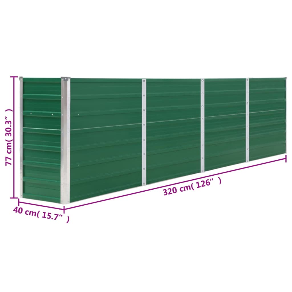 Plantenbak verhoogd 100x40x45 cm gegalvaniseerd staal groen