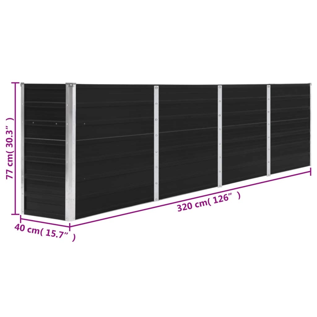 Plantenbak verhoogd 240x40x45 cm gegalvaniseerd staal antraciet