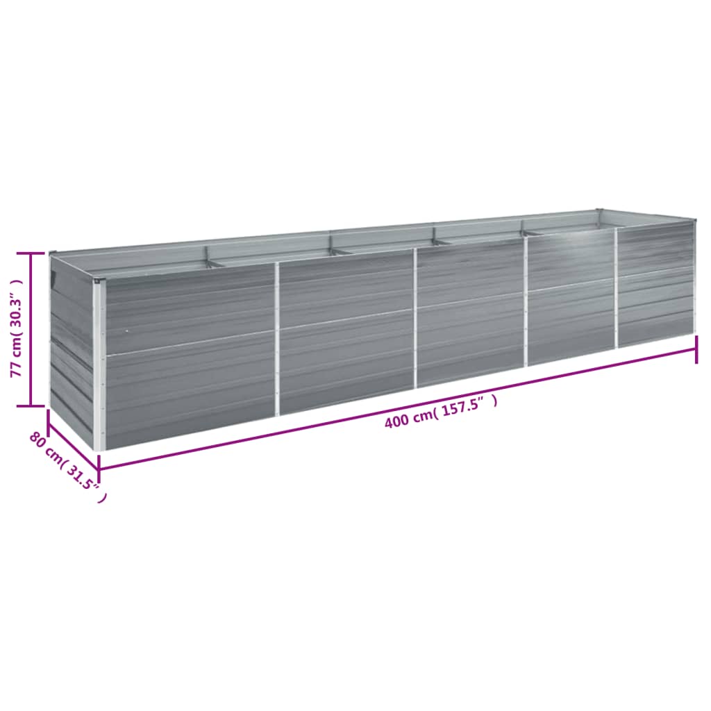 Plantenbak verhoogd 160x80x77 cm gegalvaniseerd staal grijs