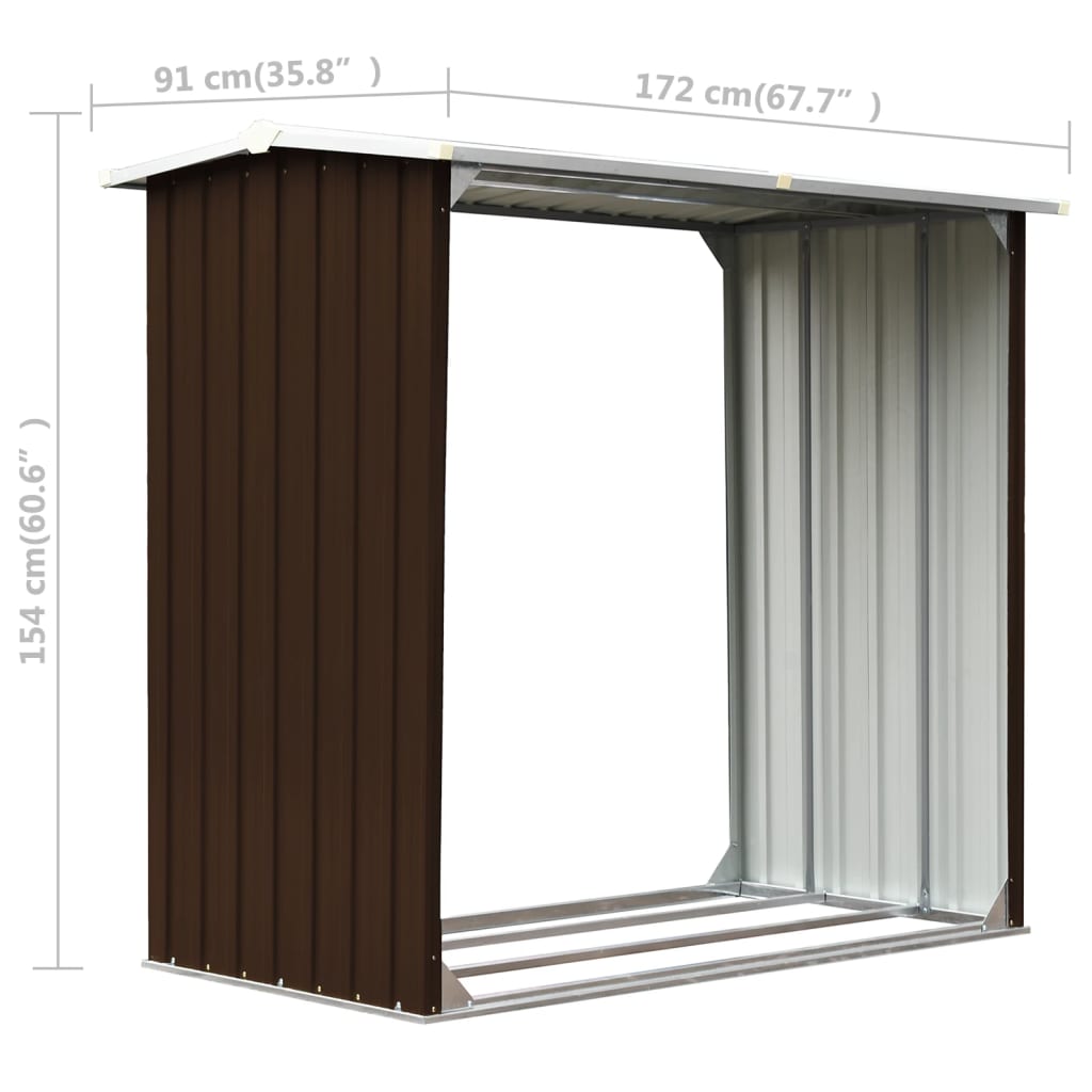 Haardhoutschuur 172x91x154 cm gegalvaniseerd staal