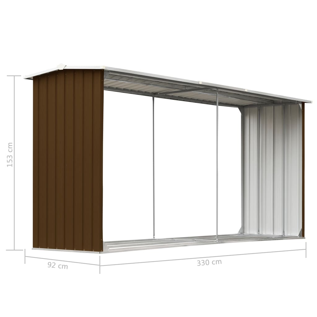 Haardhoutschuur 330x92x153 cm gegalvaniseerd staal