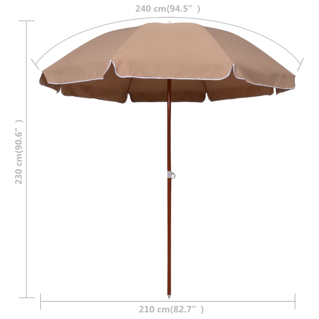 Parasol met stalen paal 180 cm