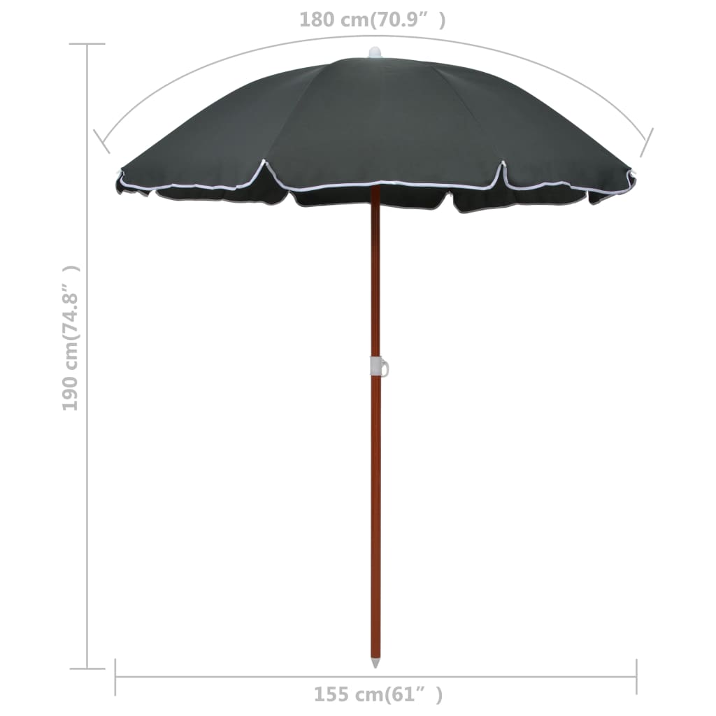 Parasol met stalen paal 180 cm