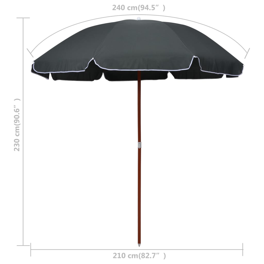 Parasol met stalen paal 180 cm