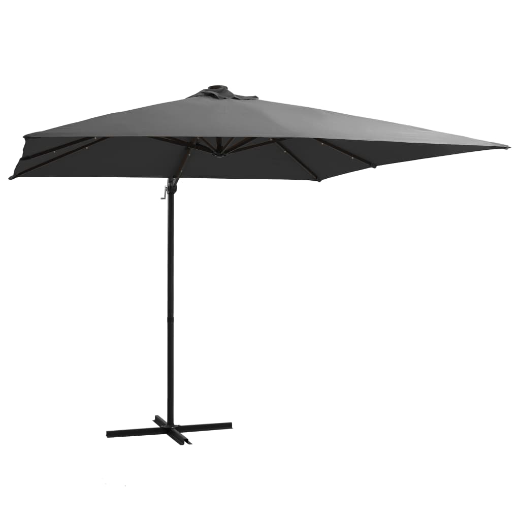 Zweefparasol met LED-verlichting 250x250 cm bordeauxrood