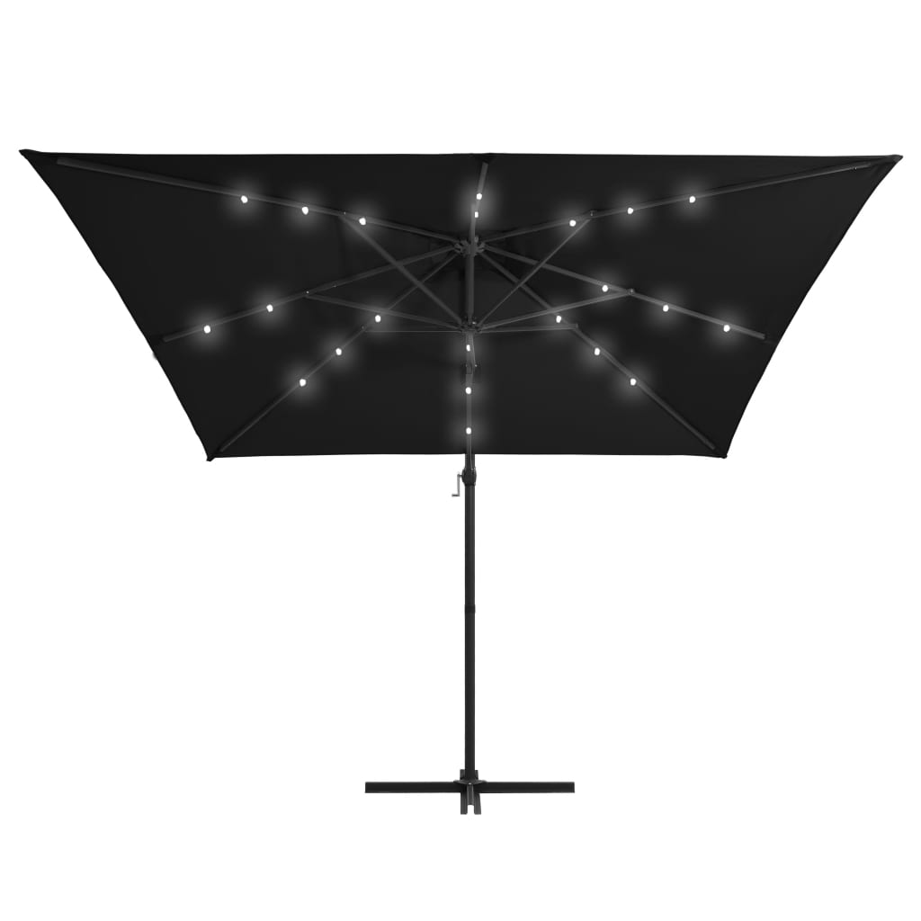 Zweefparasol met LED-verlichting 250x250 cm bordeauxrood