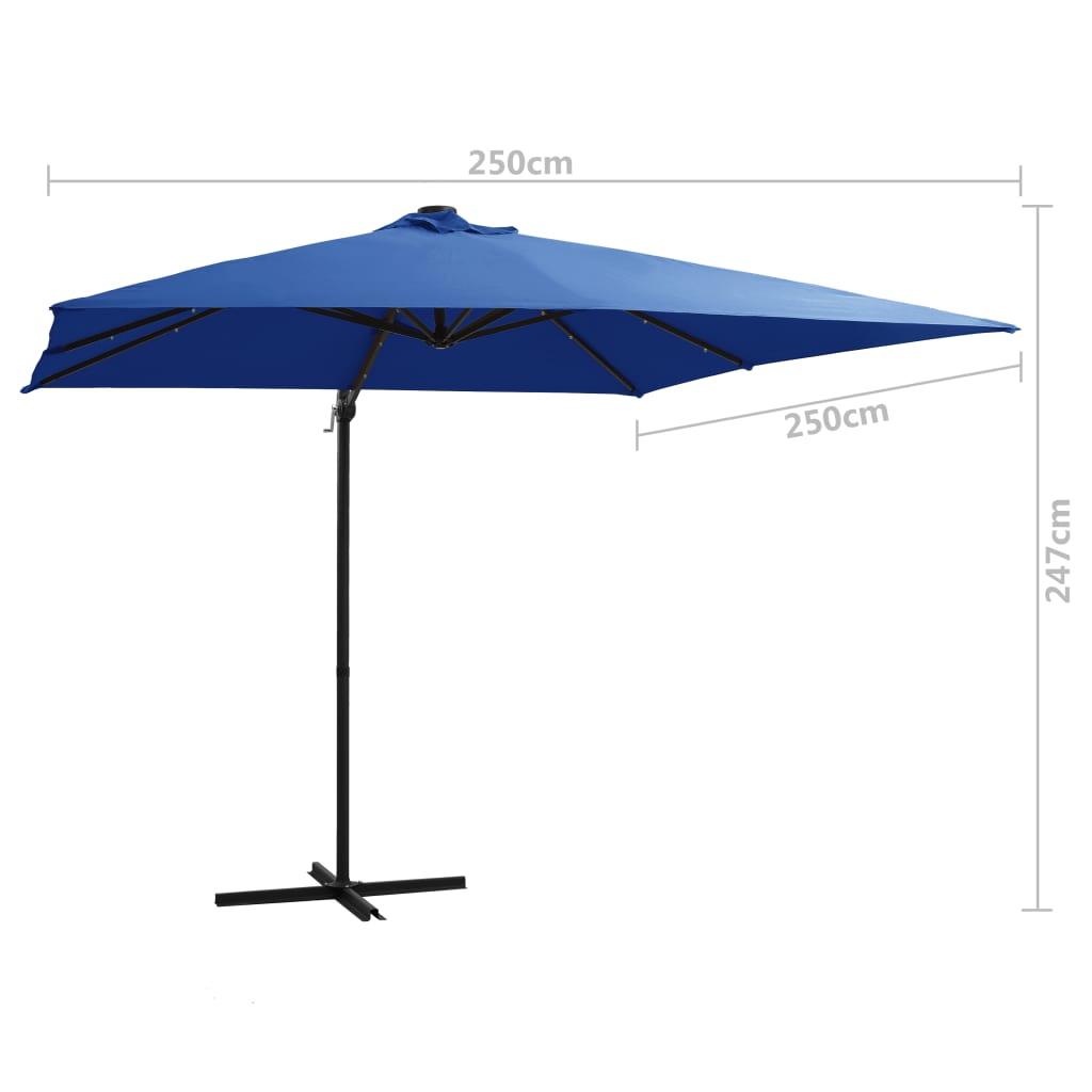 Zweefparasol met LED-verlichting 250x250 cm bordeauxrood