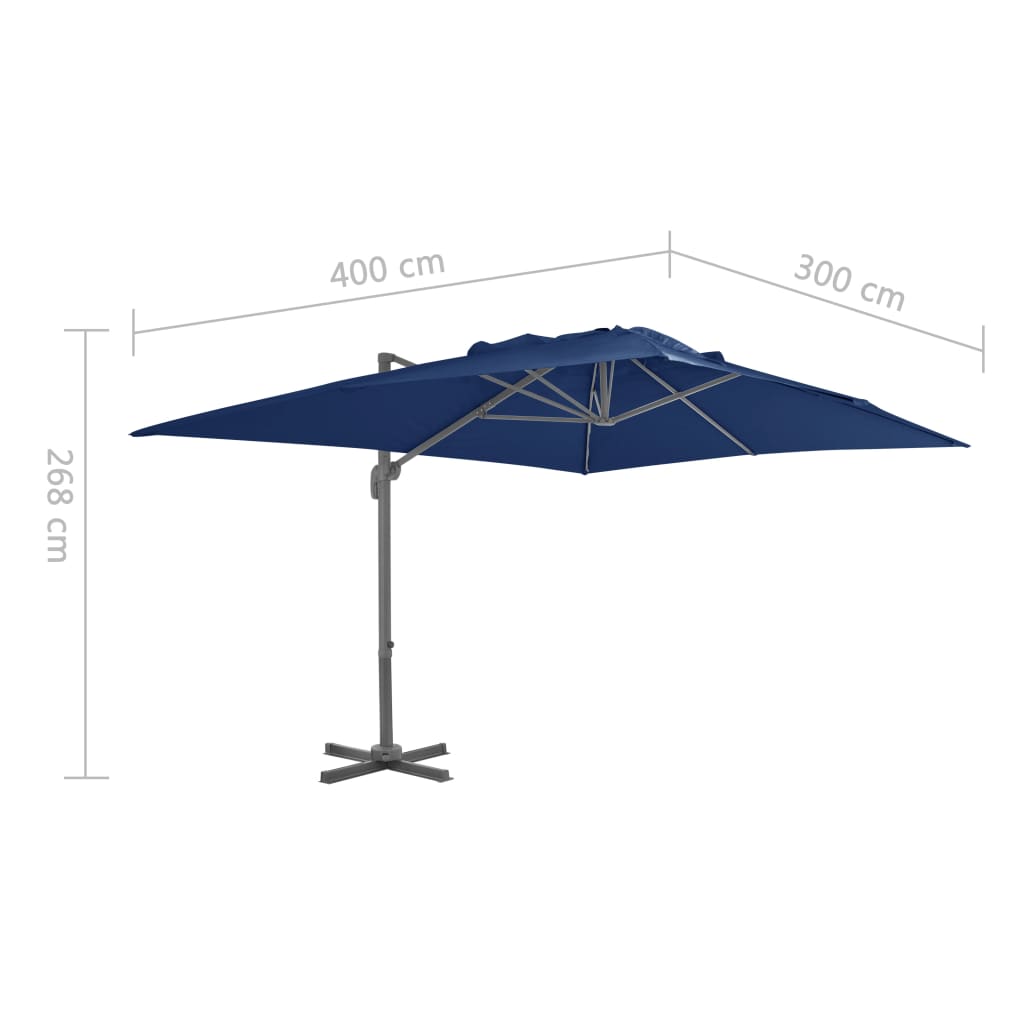 Zweefparasol met aluminium paal 400x300 cm groen