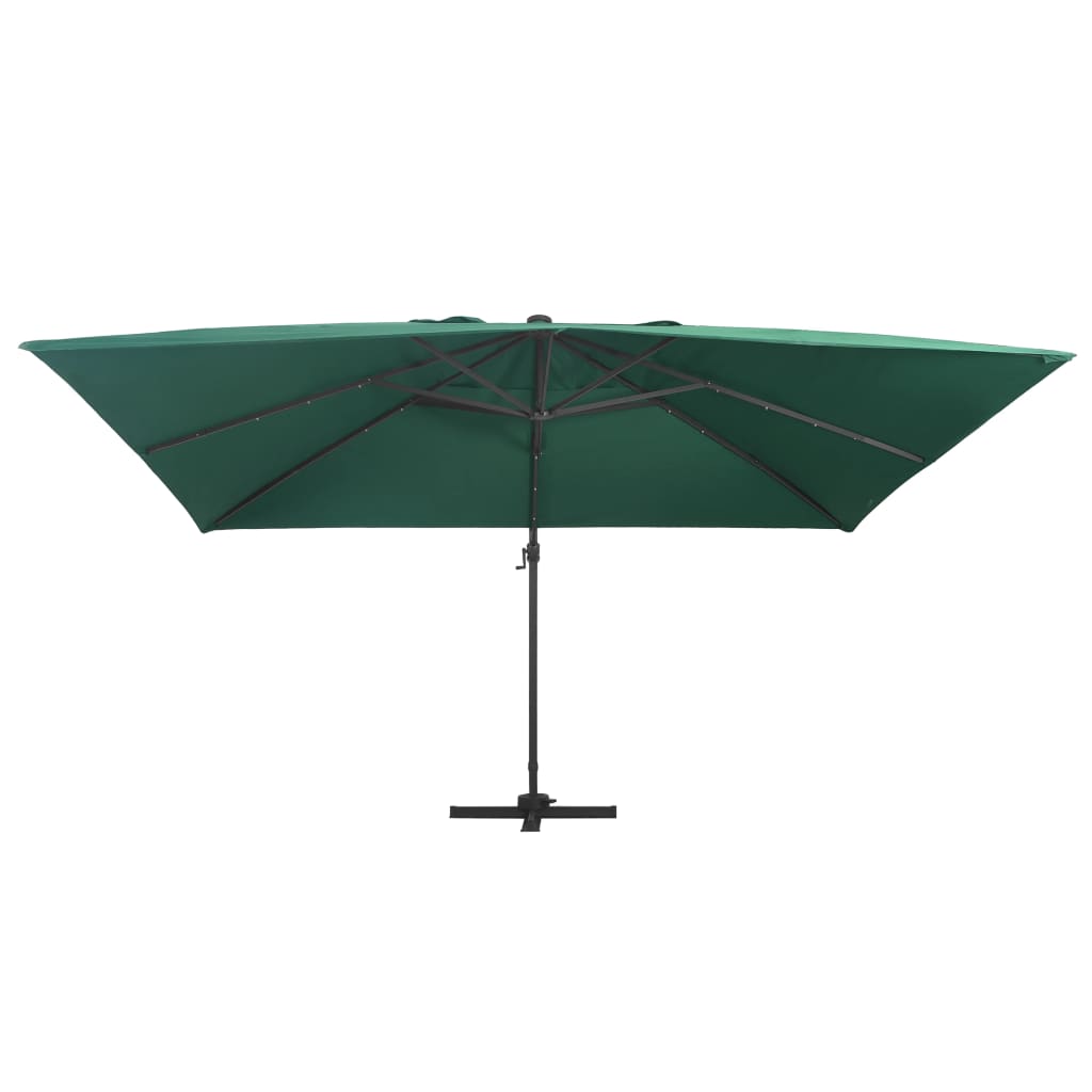 Zweefparasol met LED-verlichting en paal 400x300 cm azuurblauw