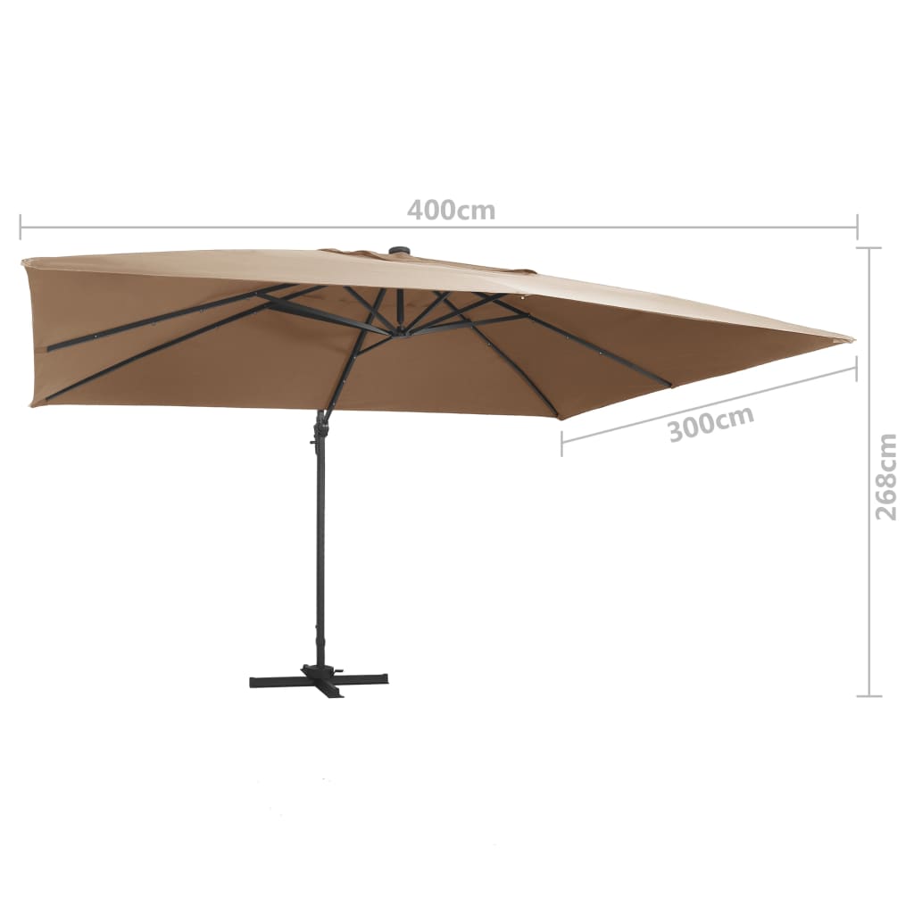 Zweefparasol met LED-verlichting 400x300 cm terracottakleurig