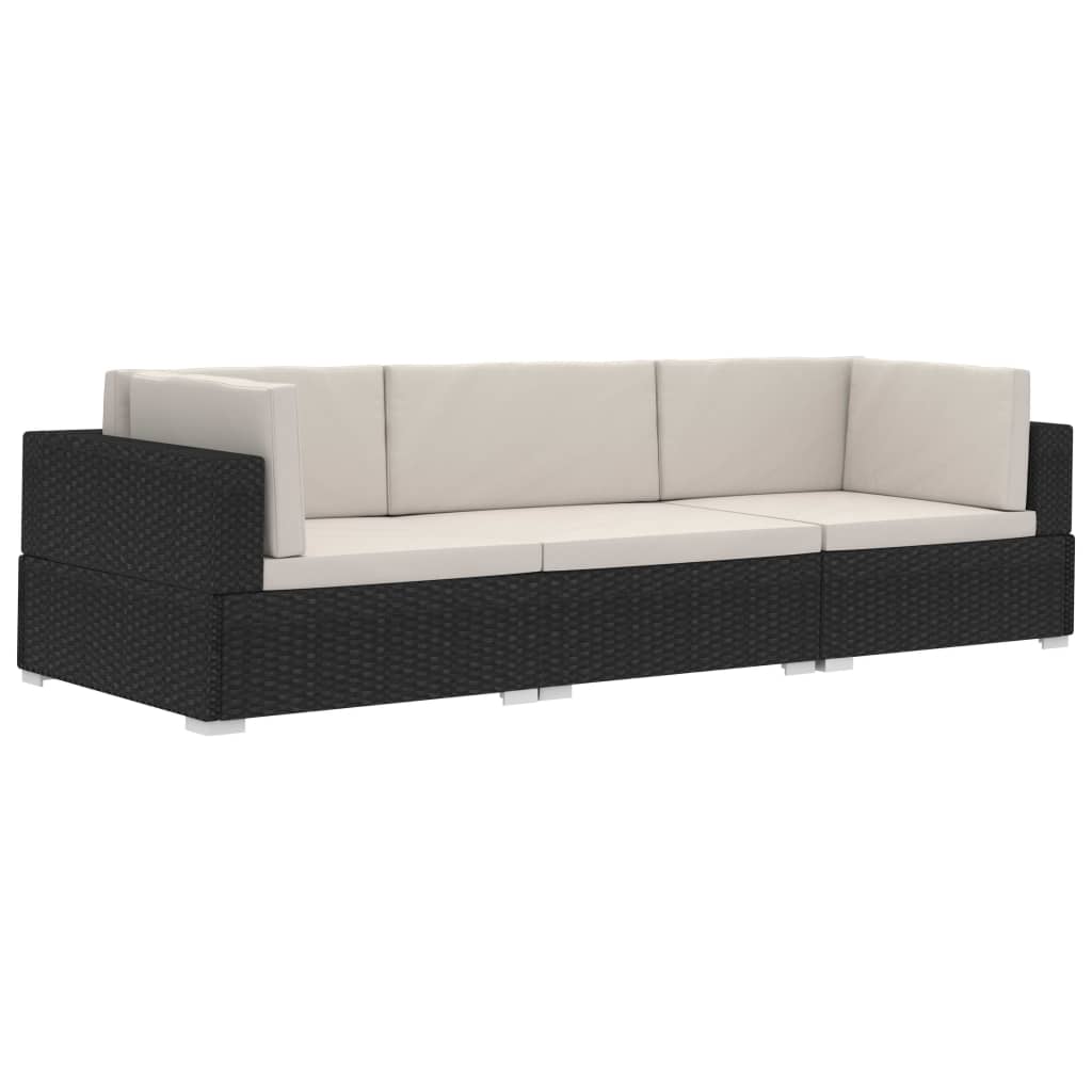 4-delige Loungeset met kussens poly rattan