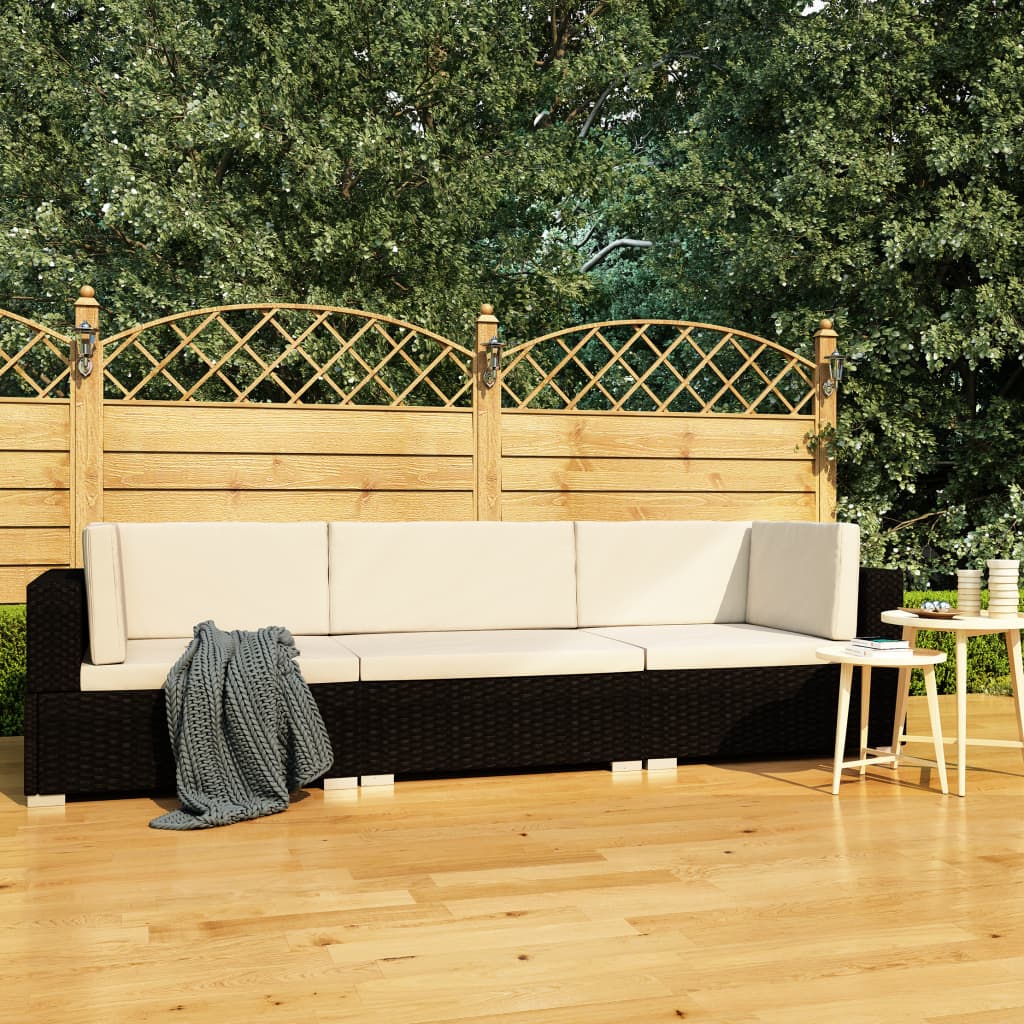 4-delige Loungeset met kussens poly rattan