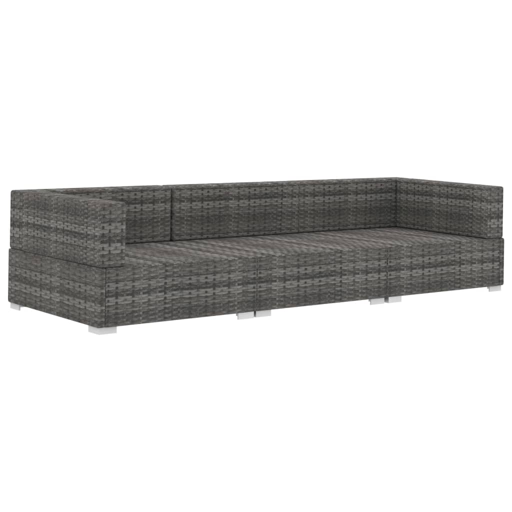 4-delige Loungeset met kussens poly rattan