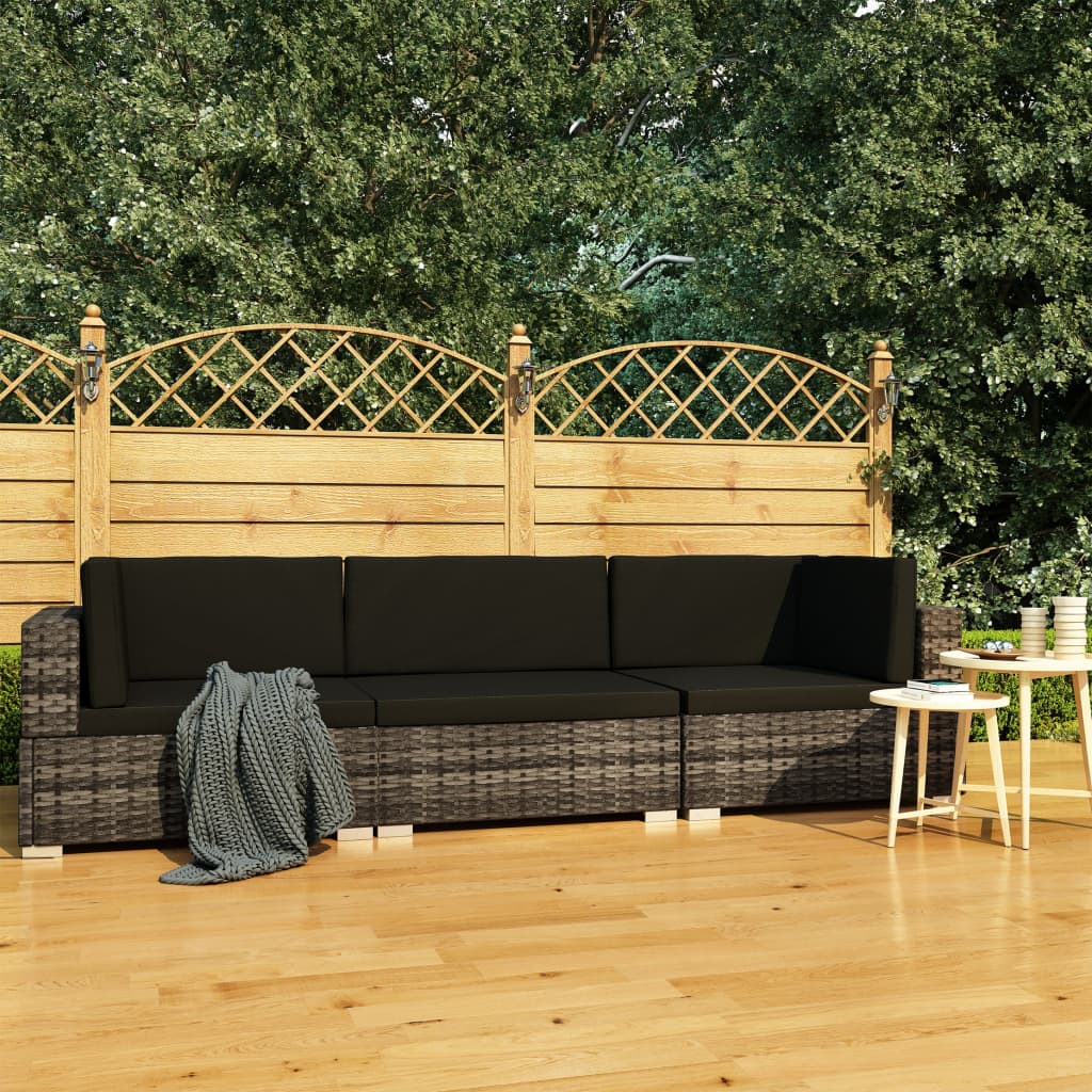 4-delige Loungeset met kussens poly rattan