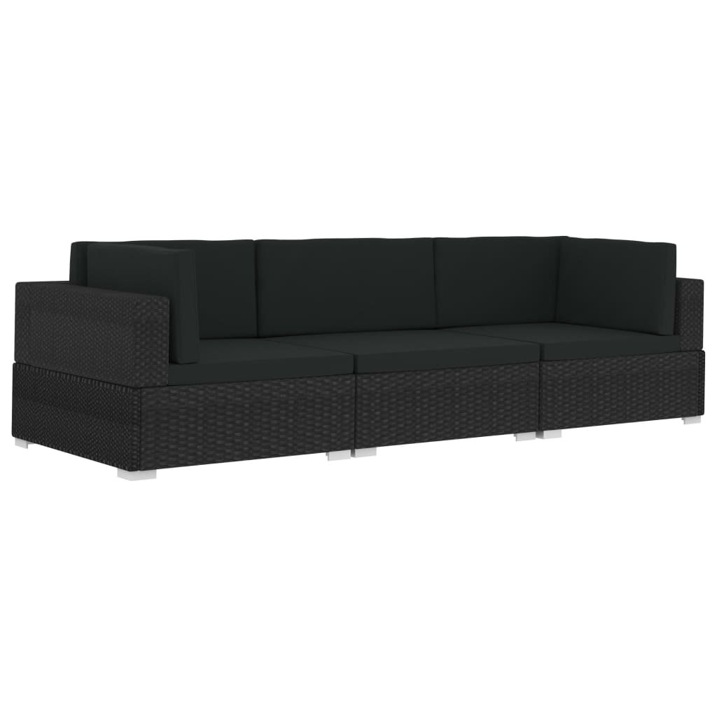 4-delige Loungeset met kussens poly rattan