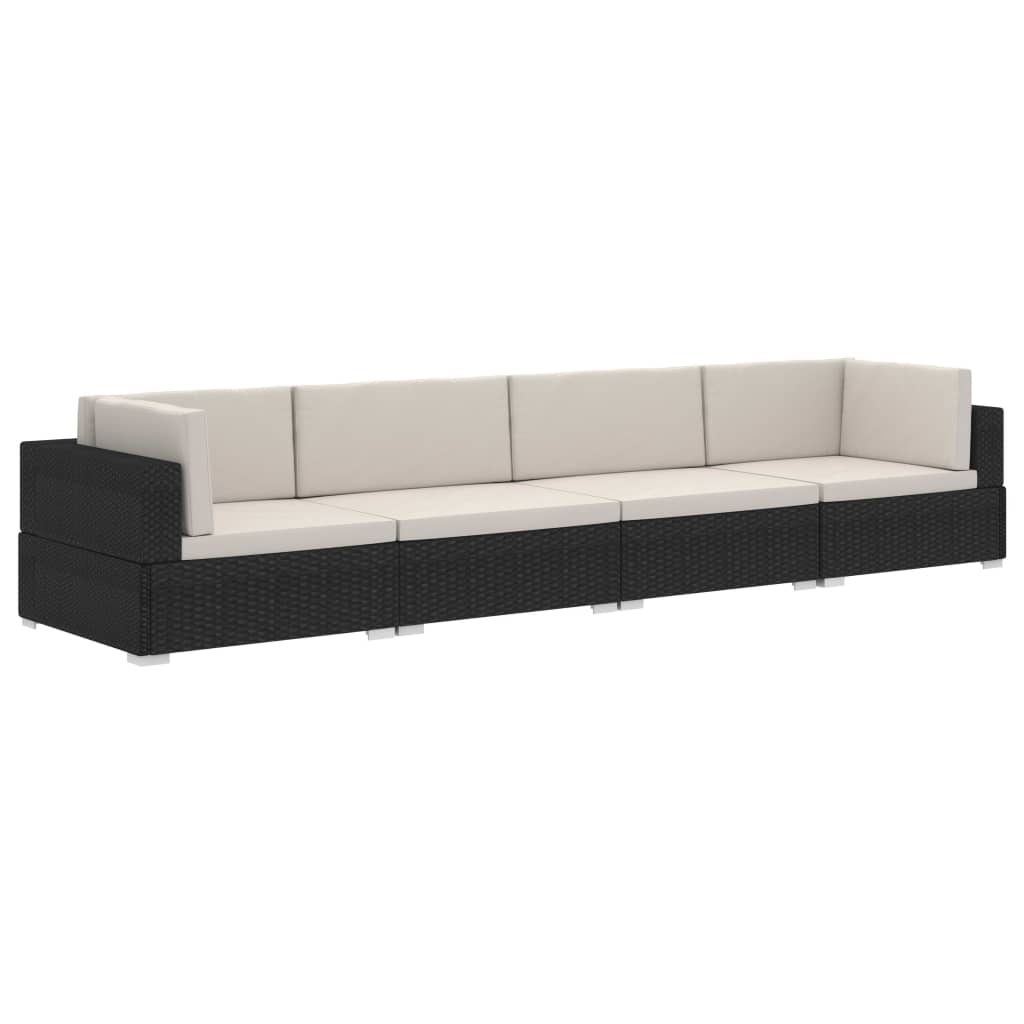 4-delige Loungeset met kussens poly rattan