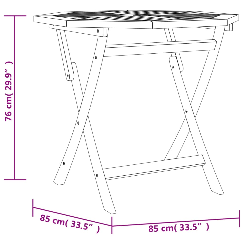 Tuintafel inklapbaar 85x76 cm massief teakhout