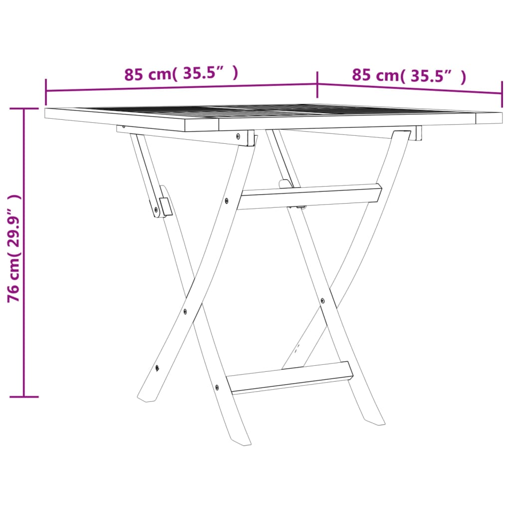 Tuintafel inklapbaar 85x76 cm massief teakhout