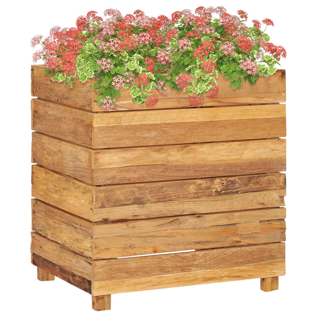 Plantenbak verhoogd 50x40x72 cm gerecycled teakhout en staal