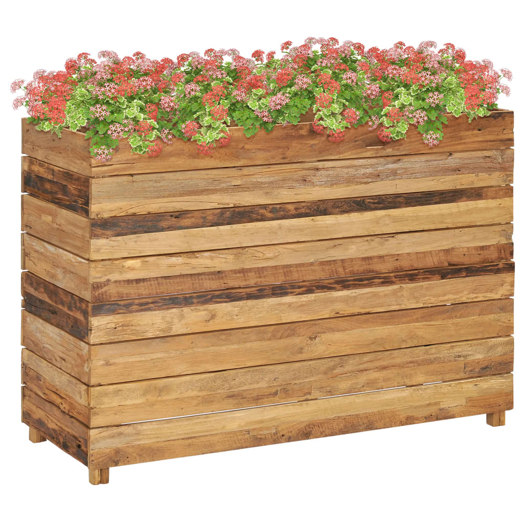 Plantenbak verhoogd 50x40x72 cm gerecycled teakhout en staal